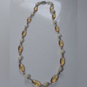 Vintage Milk and Amber Glass Necklance